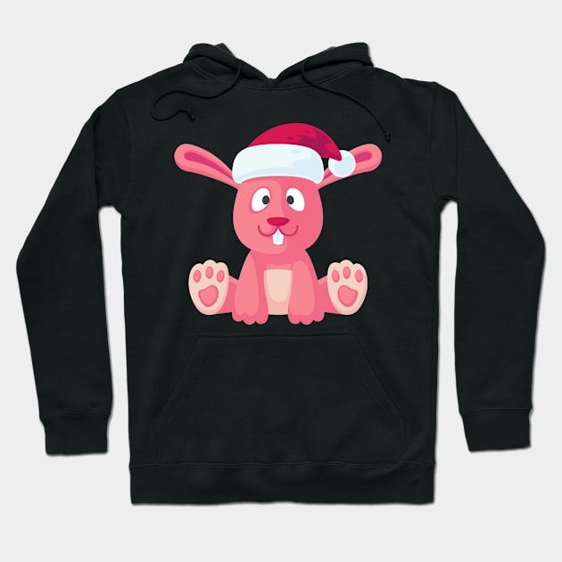 Christmas cute pink bunny Hoodie by andytruong